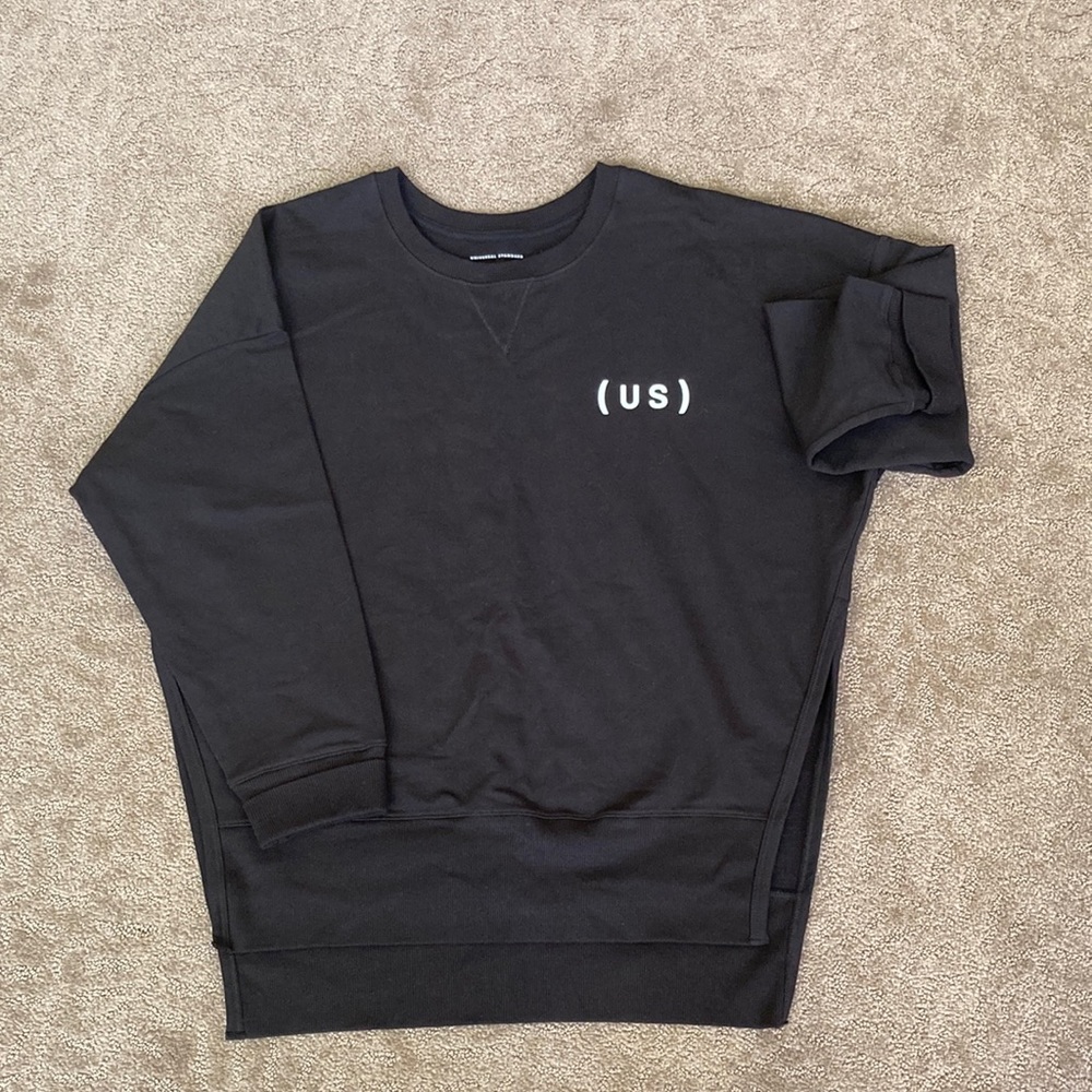 Universal Standard logo black crew neck sweatshirt. Size 14-16